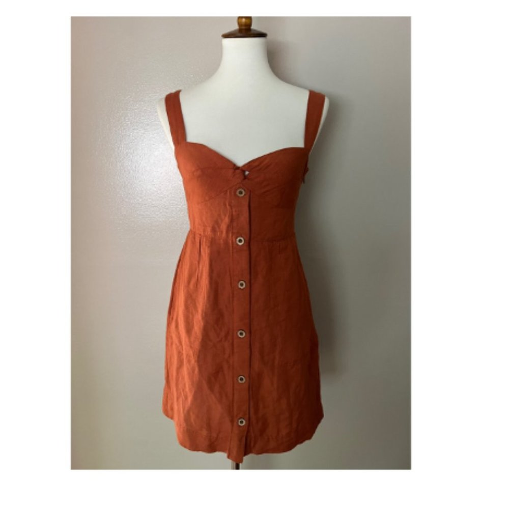 Anthropologie Maeve Twist-Front Mini Dress Brown NWT - Picture 5 of 9